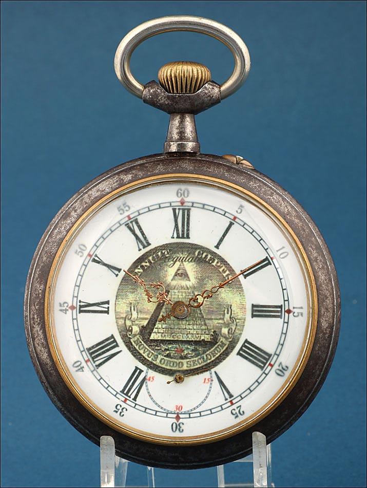 Antique Masonic Pocket Watch of 66.6 mm Eye of Providence Circa 1900 (1 of 8)