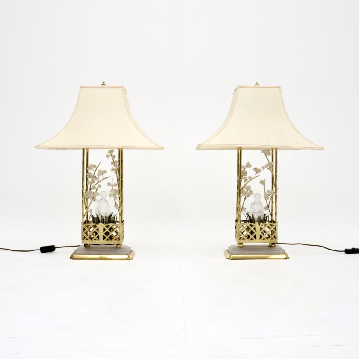 Pair of Vintage French Brass & Opaline Glass Table Lamps by Maison Bagues (1 of 11) Pair of Vintage French Brass & Opaline Glass Table Lamps by Maison Bagues (1 of 11)