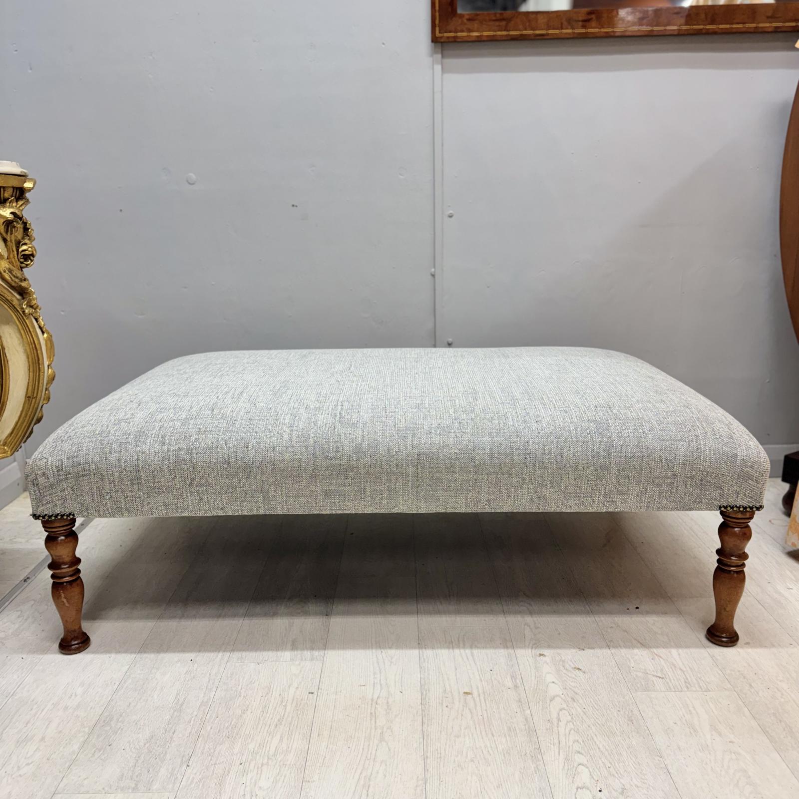 Large Footstool on Turned Cherrywood Legs (1 of 4) Large Footstool on Turned Cherrywood Legs (1 of 4)