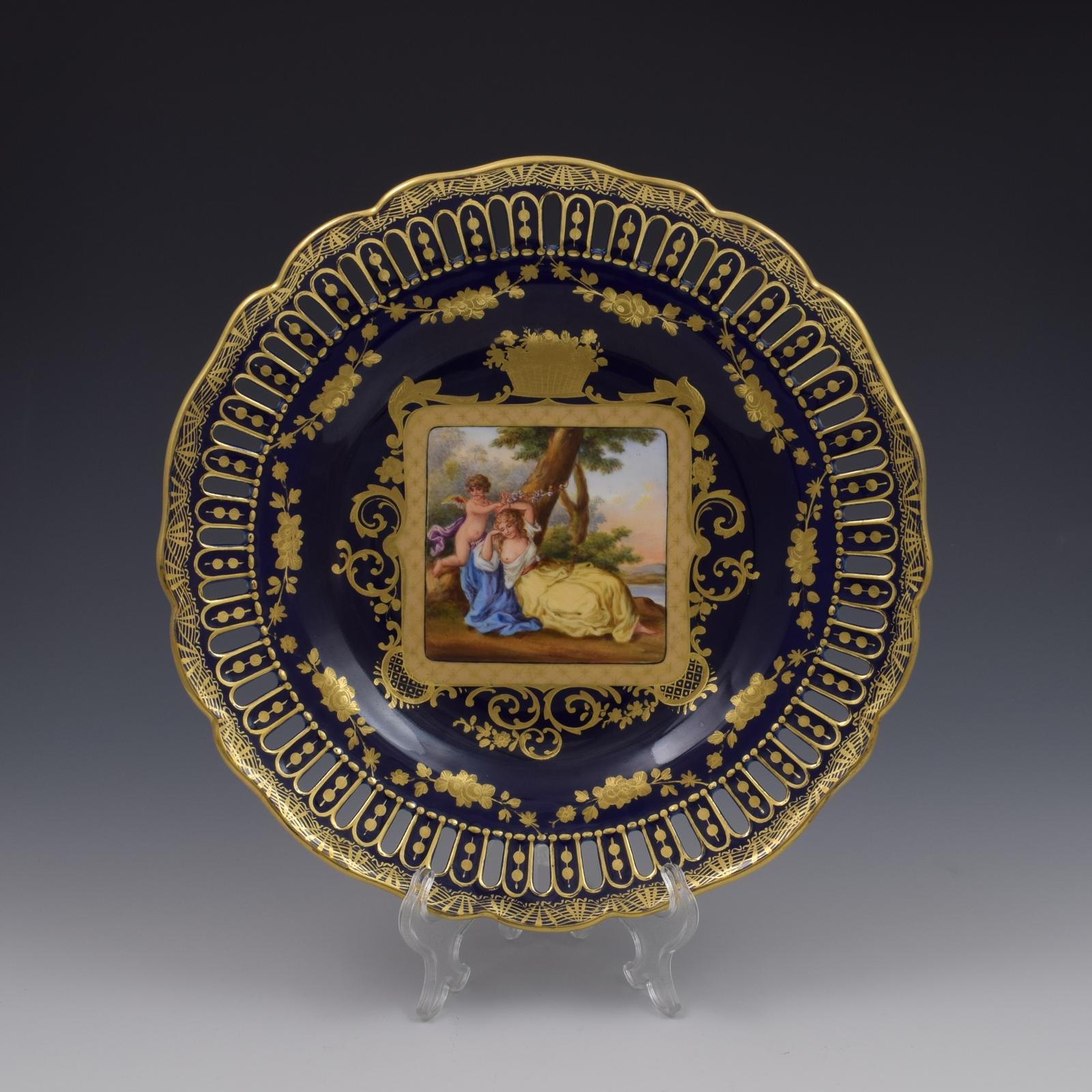 Royal Vienna Porcelain Reticulated Cabinet Plate Cupid & Psyche (1 of 4)