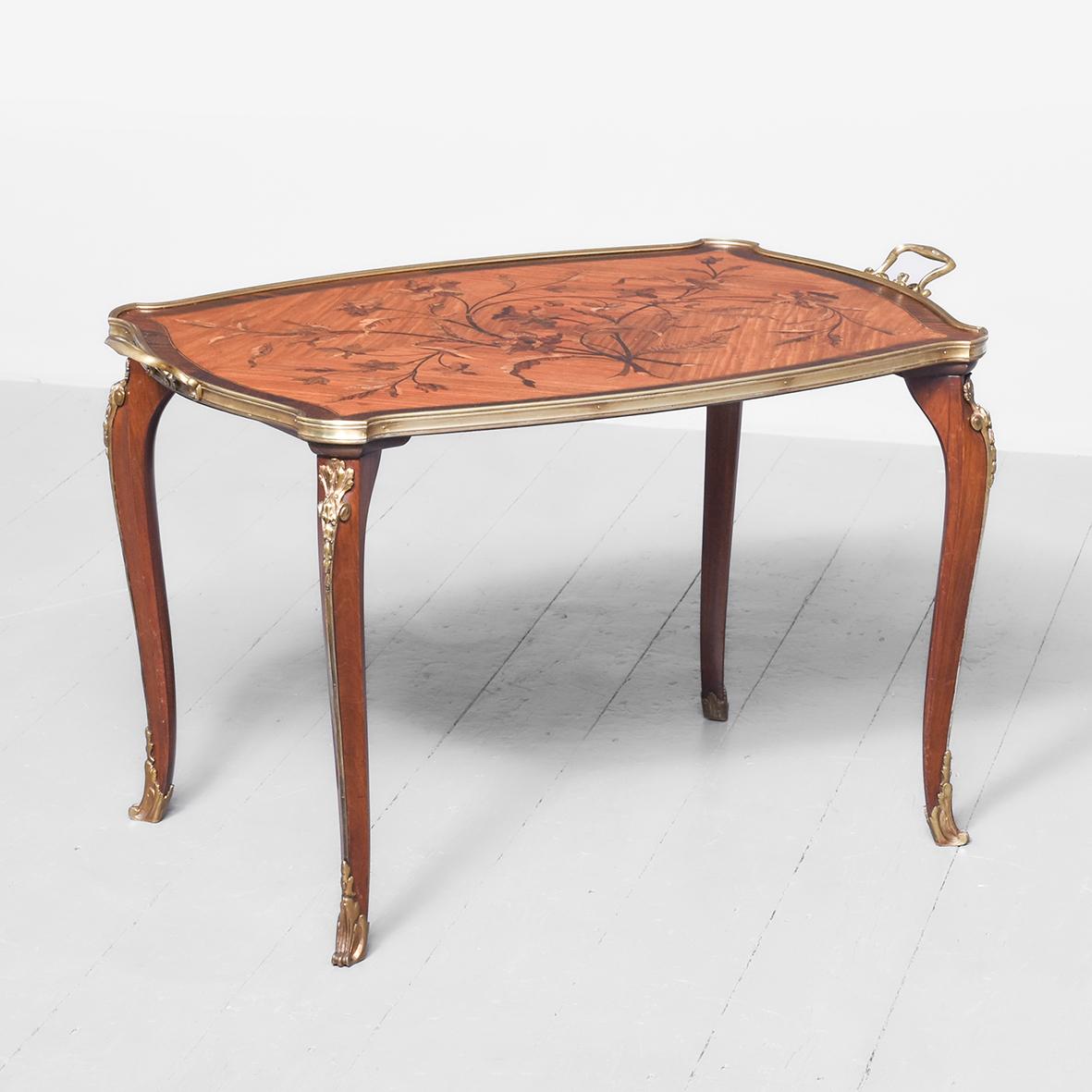 Unusual Marquetry Inlaid Kingwood Inlaid Low Occasional / Coffee Tray Top Table (1 of 9)