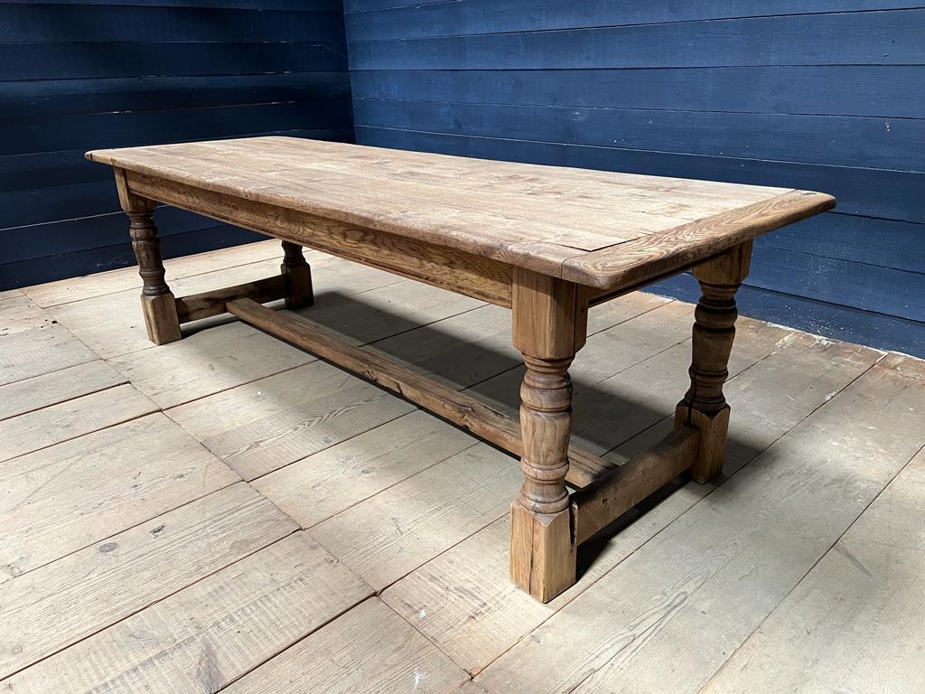 Large Bleached Oak Farmhouse Dining Table (1 of 1)