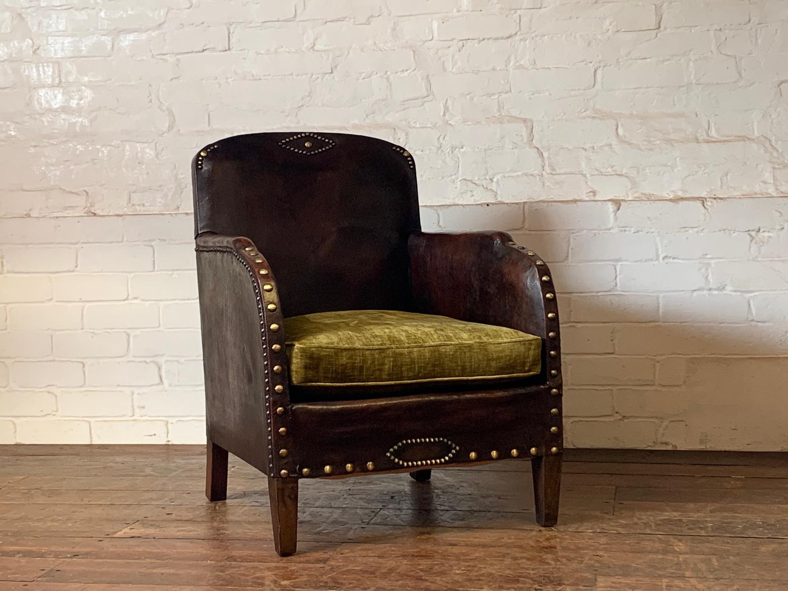 Lovely & Rare French Leather Club Chair Normandy Model c.1920 (1 of 14) Lovely & Rare French Leather Club Chair Normandy Model c.1920 (1 of 14)