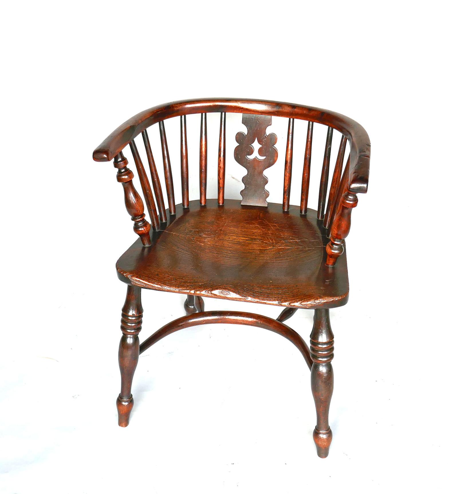 Antique Country Furniture 19thc Yew & Elm Windsor Low-Back Chair.  Yorkshire (1 of 5)