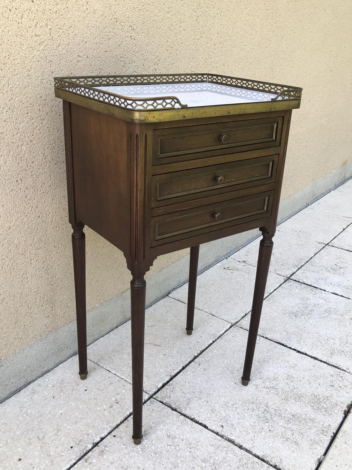 French Empire Style Mahogany Marble Top Bedside or End Table (1 of 12)