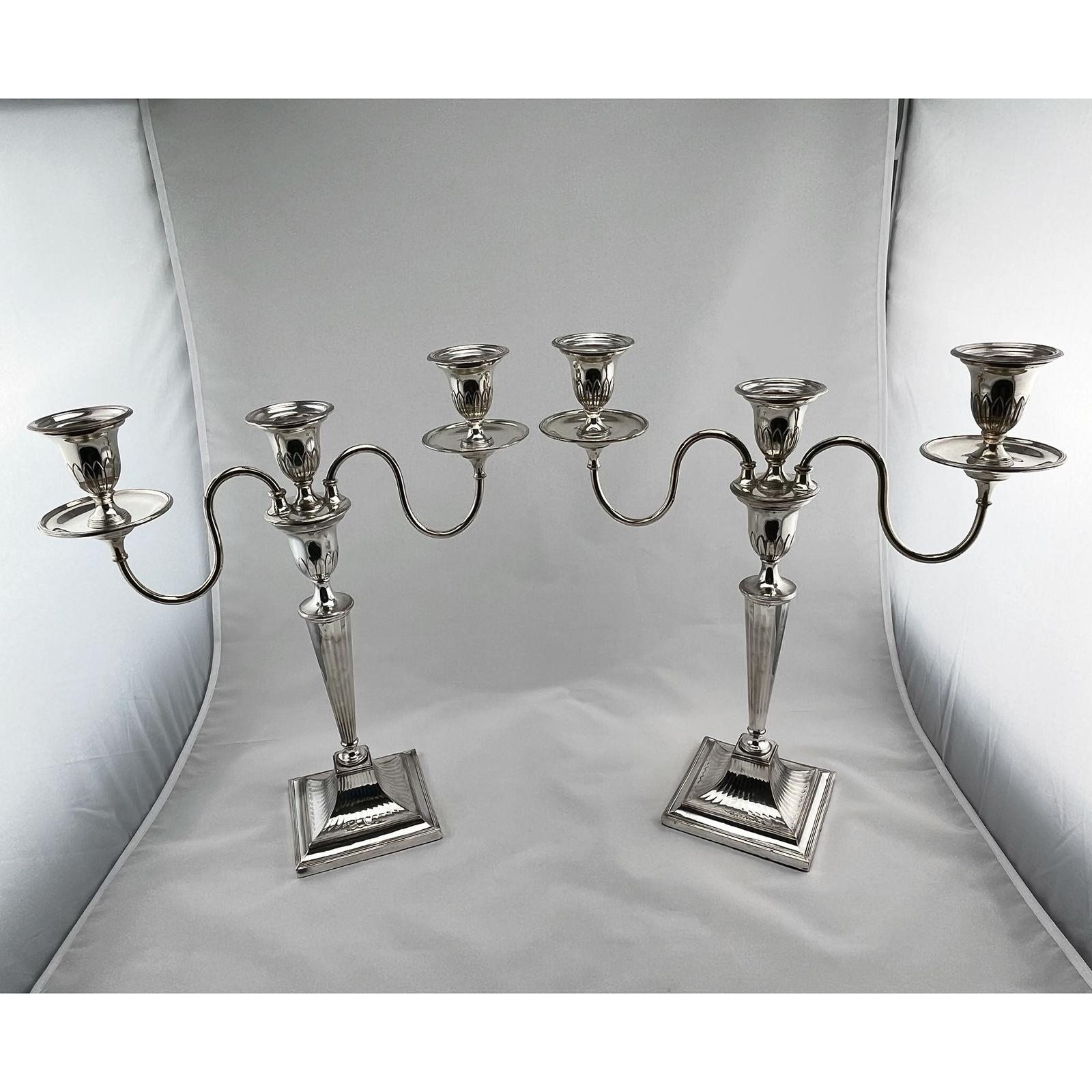 Pair of Georgian Old Sheffield Plate Three Light Candelabra (1 of 8) Pair of Georgian Old Sheffield Plate Three Light Candelabra (1 of 8)