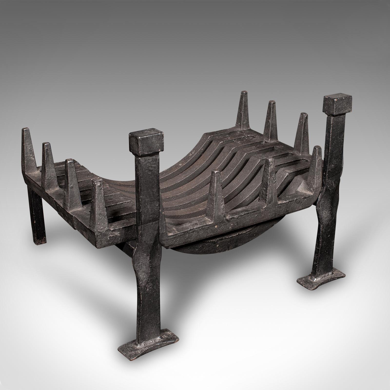 Antique Fireplace Set, English, Iron, Fire Basket, Pair of Andirons, Edwardian (1 of 10)