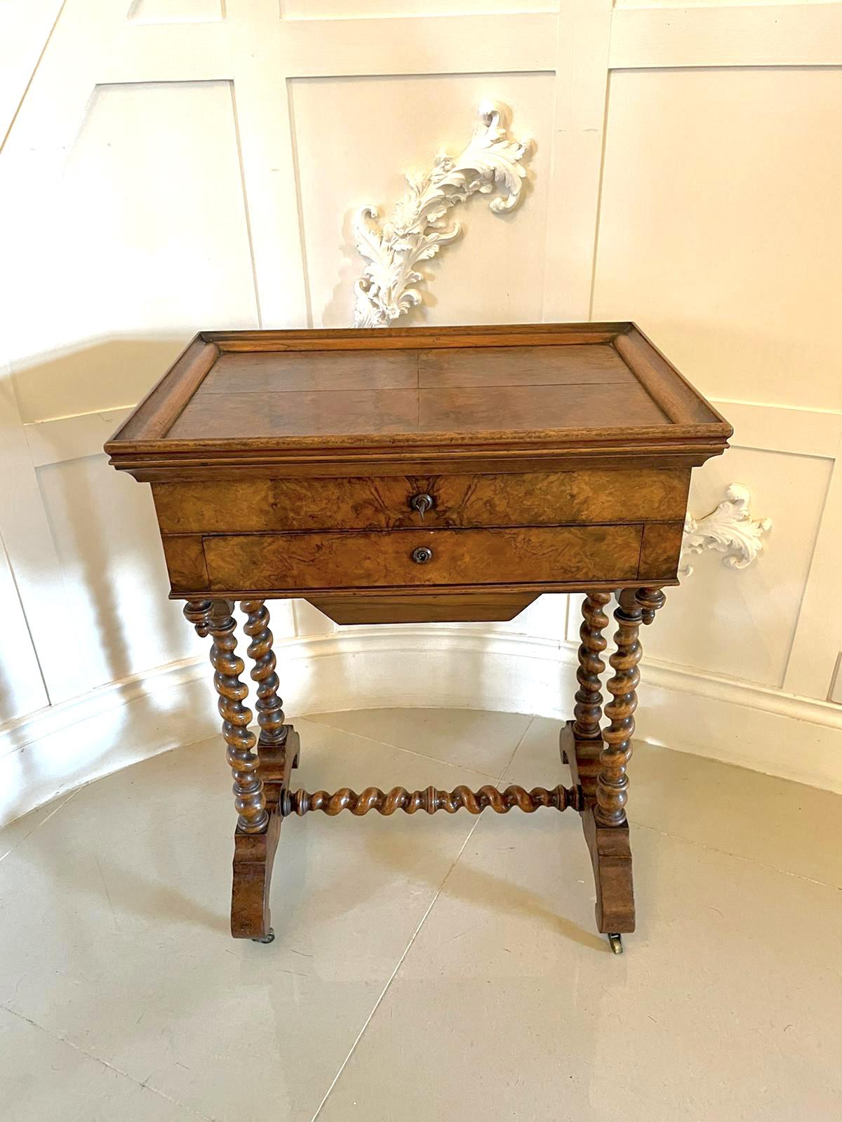 Fine Quality Antique Victorian Burr Walnut Work Table (1 of 14) Fine Quality Antique Victorian Burr Walnut Work Table (1 of 14)