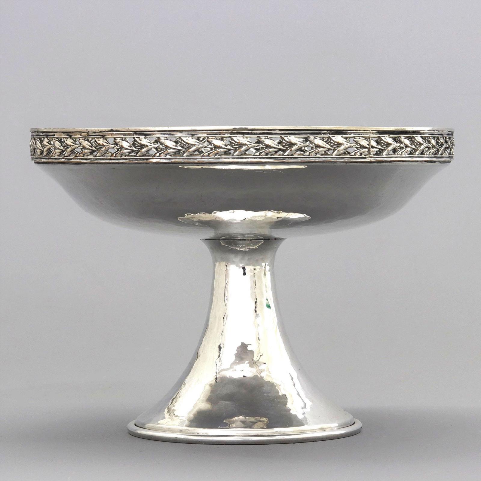 Arts & Crafts Planished Silver Plated Tazza Attributed to AE Jones & Co. c1905 (1 of 10)