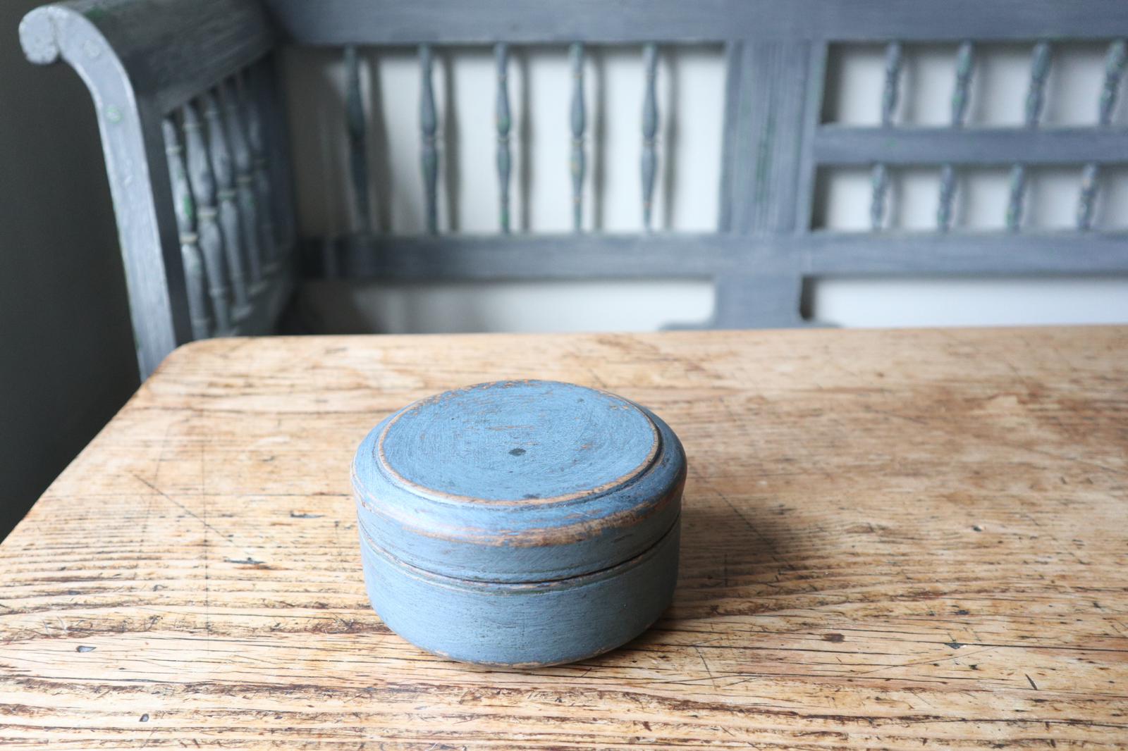 Scandinavian / Swedish 'Folk Art' original blue painted wooden storage Gustavian period, 1802 (1 of 15)