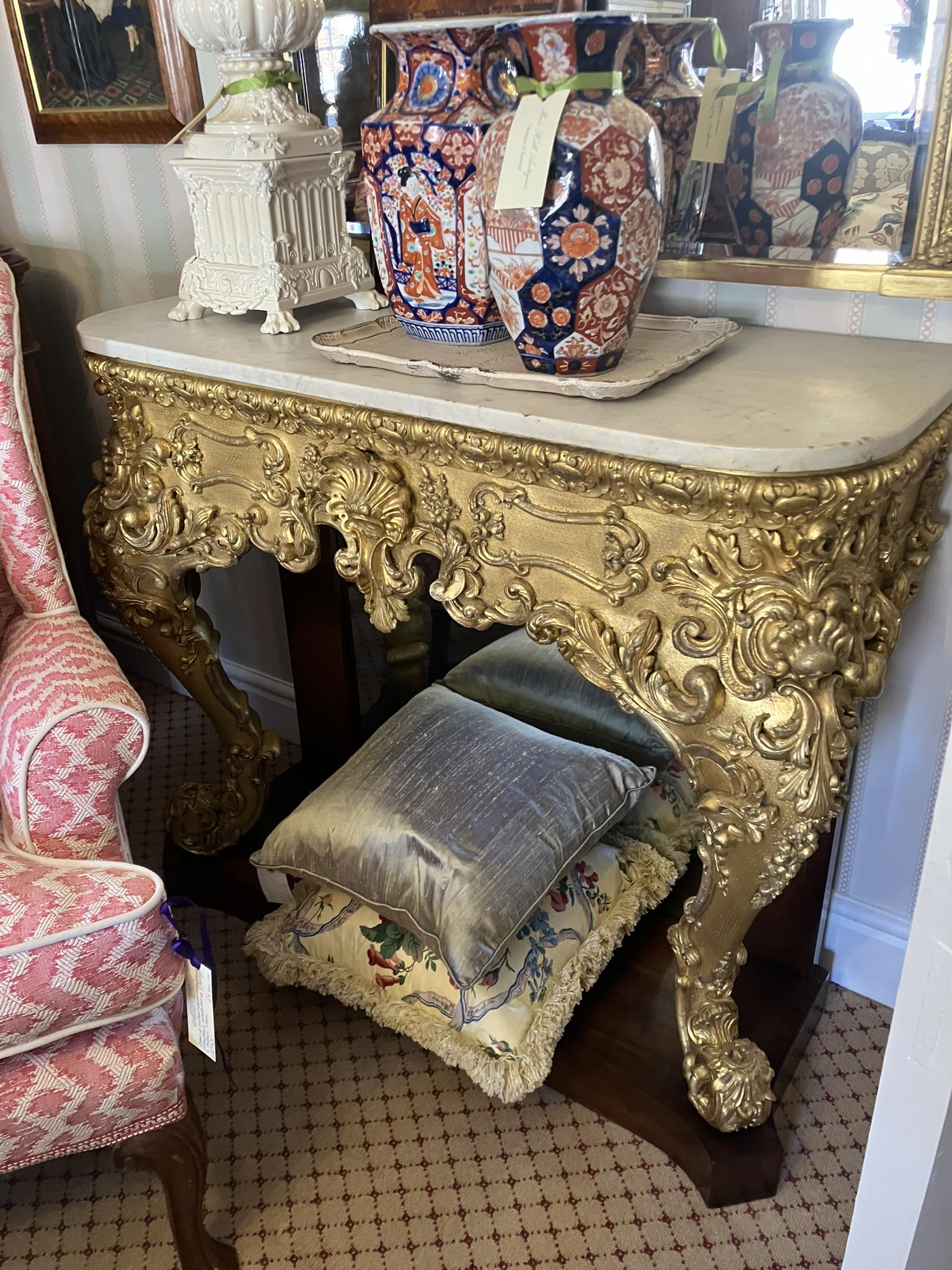 Regency Marble Topped Gilt Moulded & Rosewood Console Table (1 of 1)