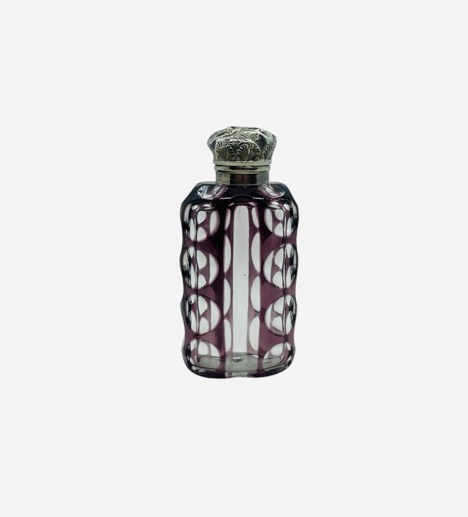 Rare Antique Silver Amethyst Overlay Perfume Scent Bottle (1 of 8) Rare Antique Silver Amethyst Overlay Perfume Scent Bottle (1 of 8)
