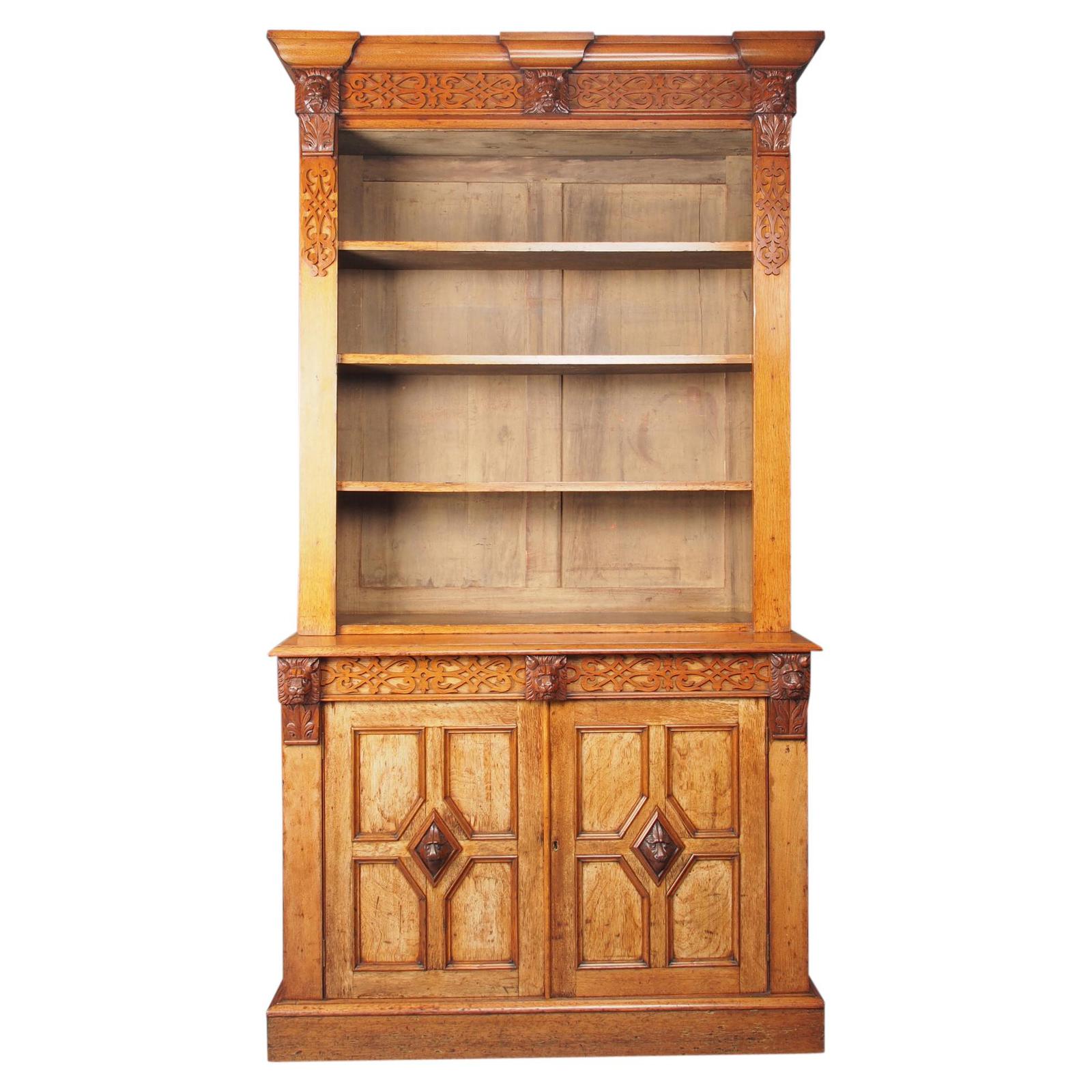 Antique Victorian Golden Oak Open Bookcase (1 of 21)