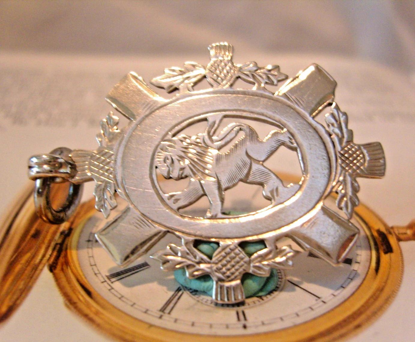 Pocket Watch Chain Fob Sterling Silver 1909 Rampant Lion & Scottish Thistles (1 of 7) Pocket Watch Chain Fob Sterling Silver 1909 Rampant Lion & Scottish Thistles (1 of 7)