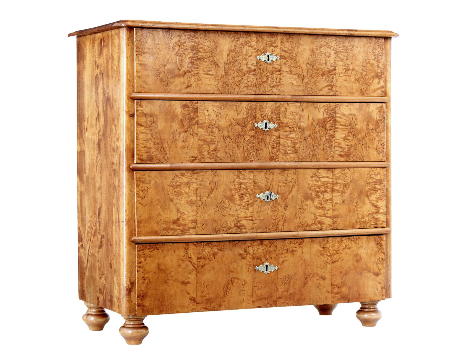 19th Century Swedish Burr Birch Chest of Drawers (1 of 9)