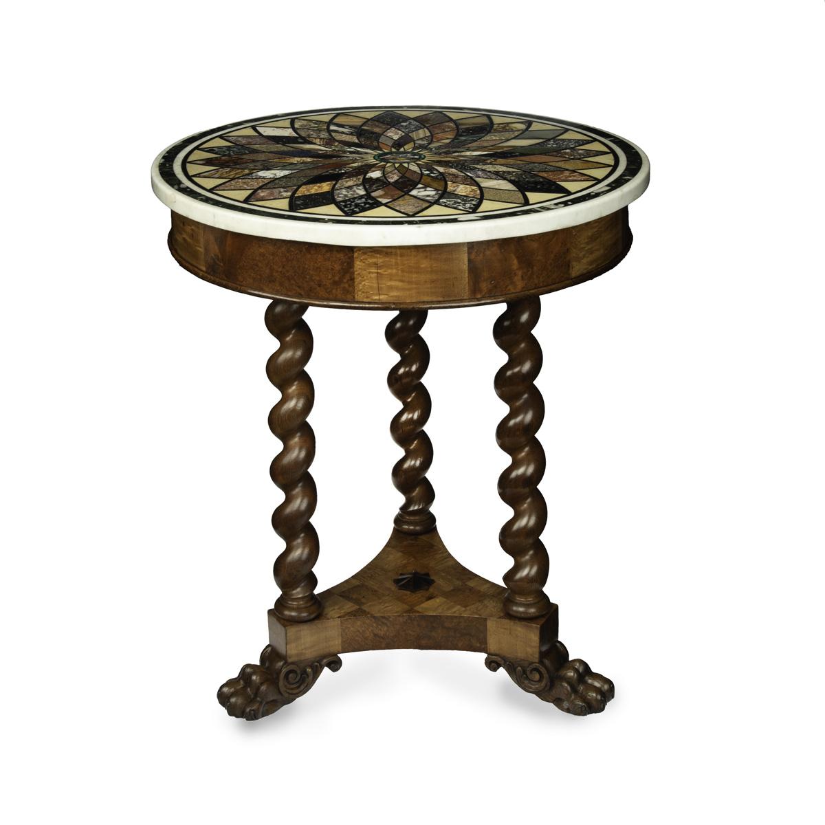 Grand Tour Specimen Marble Table Top with English Specimen Wood Base (1 of 9)