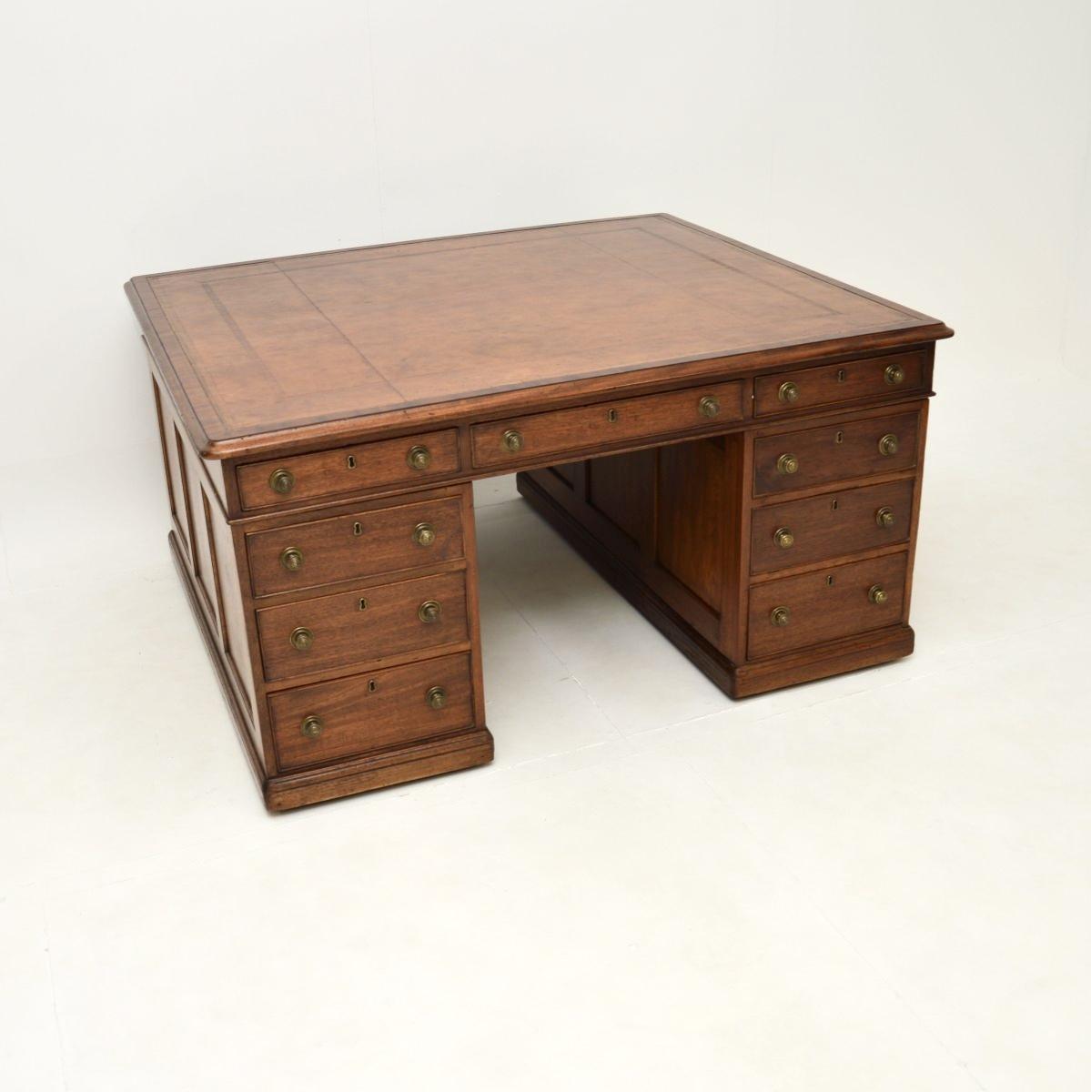 Antique Victorian Mahogany Leather Top Partners Desk (1 of 10) Antique Victorian Mahogany Leather Top Partners Desk (1 of 10)