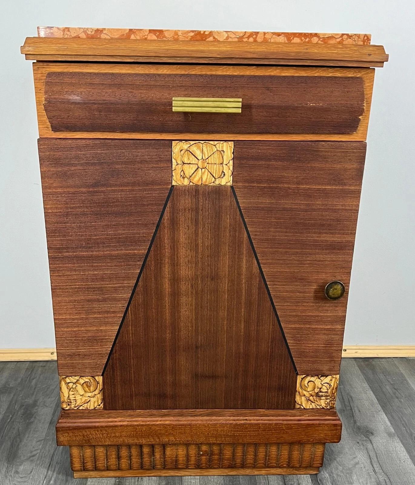 Cabinet Antique French Style Marble Top Bedside Table Carved Cupboard (1 of 8) Cabinet Antique French Style Marble Top Bedside Table Carved Cupboard (1 of 8)