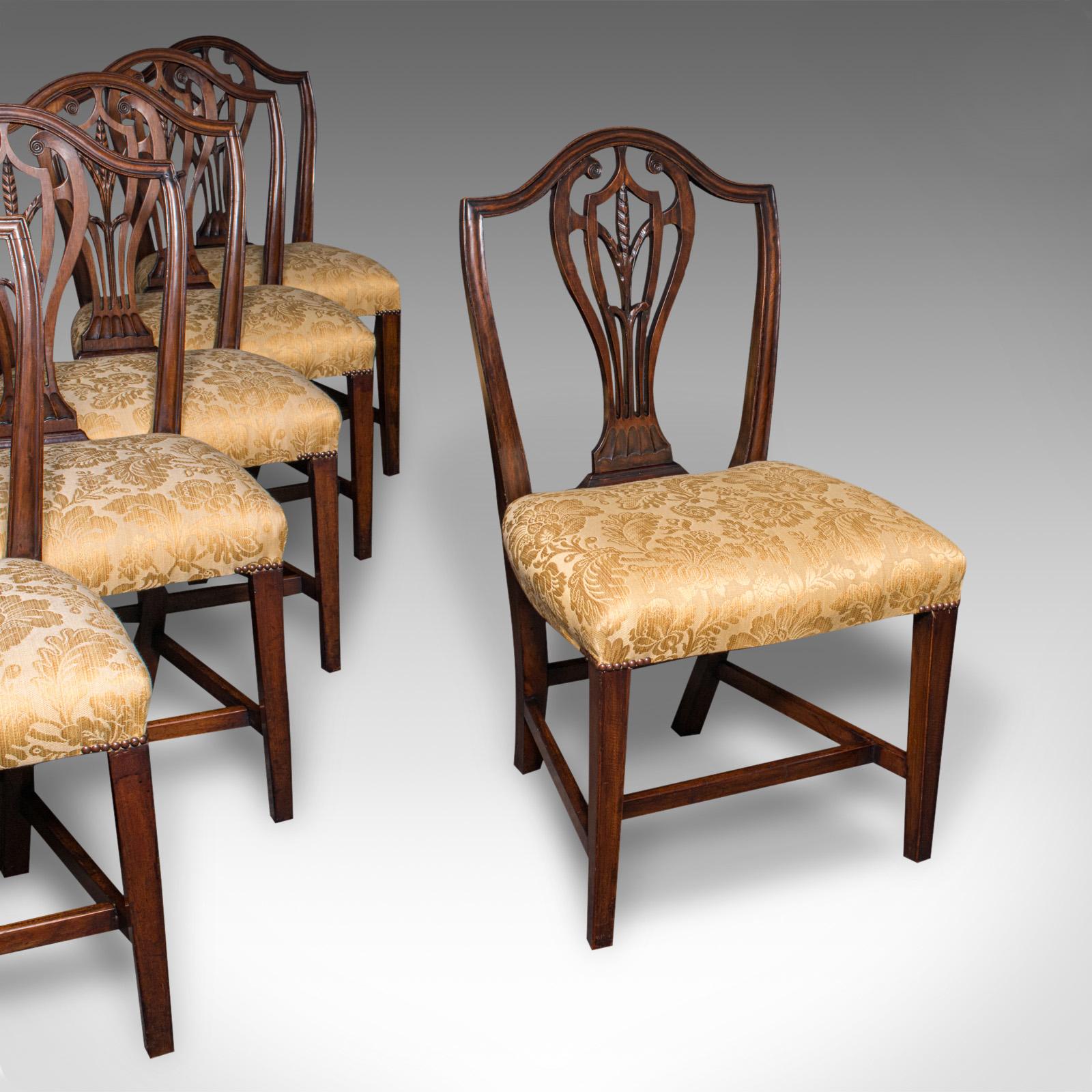 Set of 6 Antique Hepplewhite Revival Dining Chairs, English, Seat - Victorian c.1880 (1 of 11)