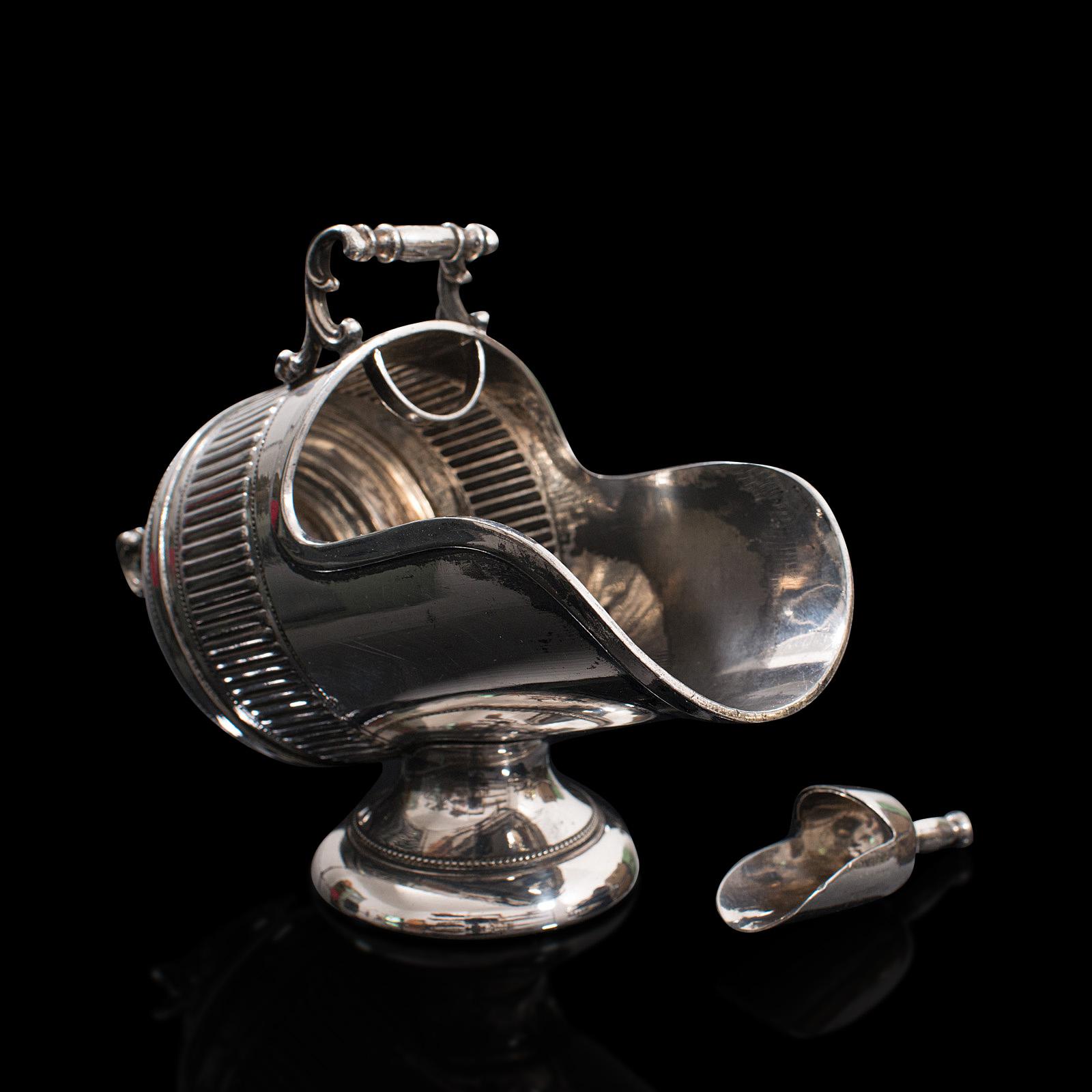 Antique Salt Cellar, English, Silver Plate, Server, Miniature Scuttle, Victorian (1 of 12)