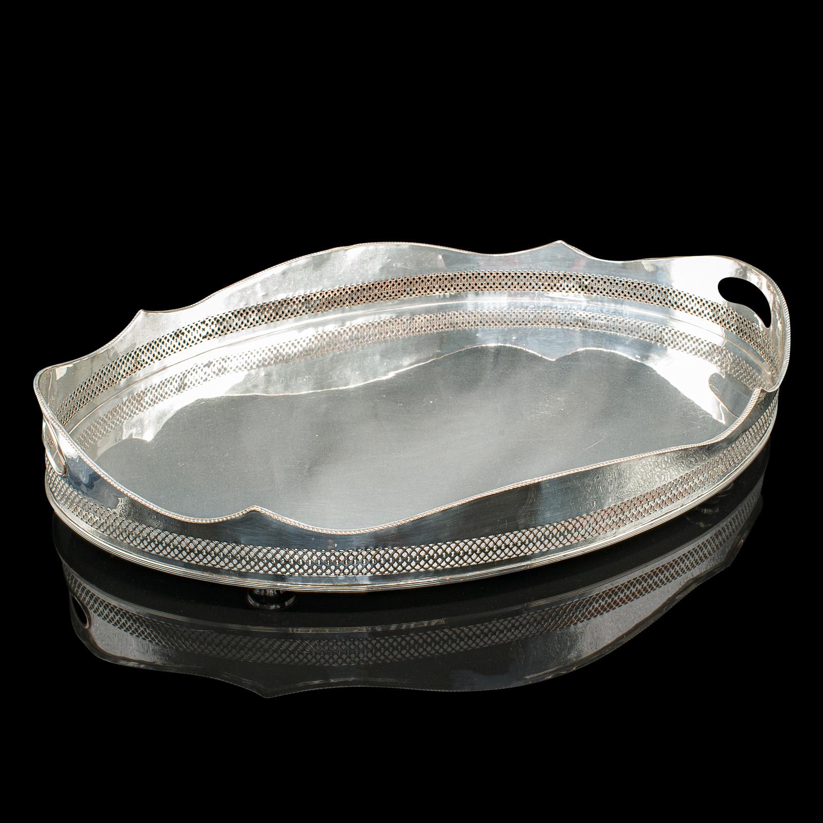 Antique Presentation Serving Tray, English, Silver Plated, Cocktail - Edwardian (1 of 9)