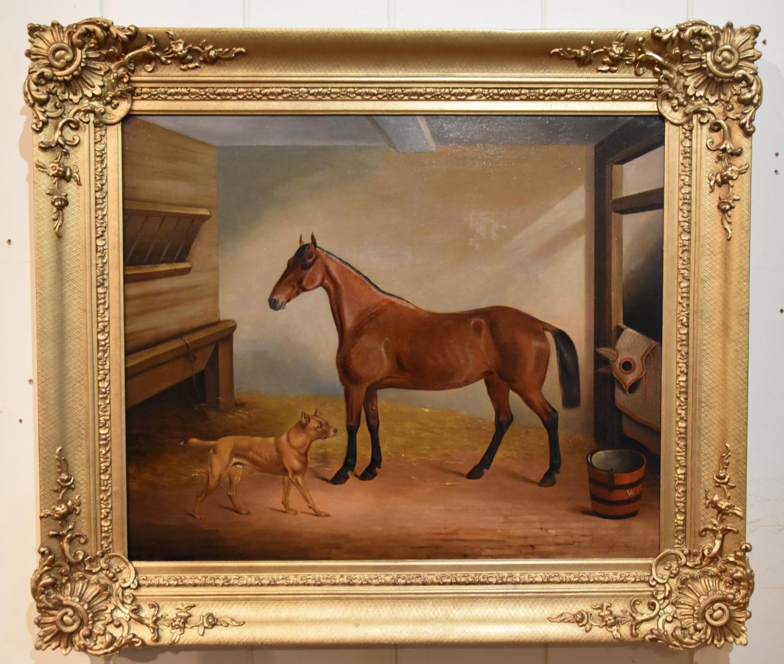 Oil Painting by Cornelius Jansen Walter Winter "A Favourite Hunter" (1 of 6)