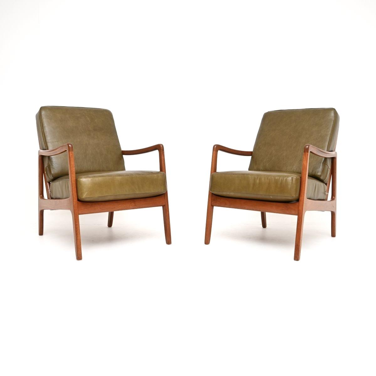Pair of Danish Vintage Teak and Leather Armchairs by Ole Wanscher (1 of 10) Pair of Danish Vintage Teak and Leather Armchairs by Ole Wanscher (1 of 10)