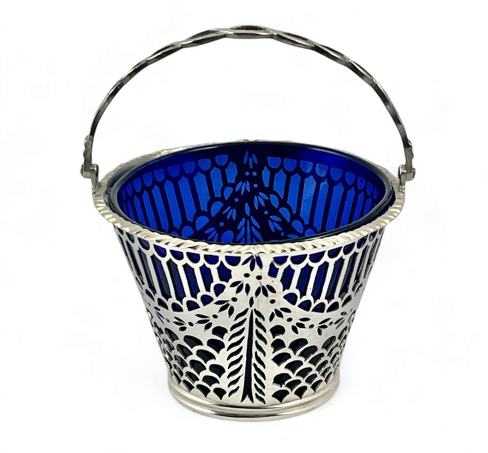 George III Silver & Blue Glass Sugar / Cream Bowl - London 1774 (1 of 8)