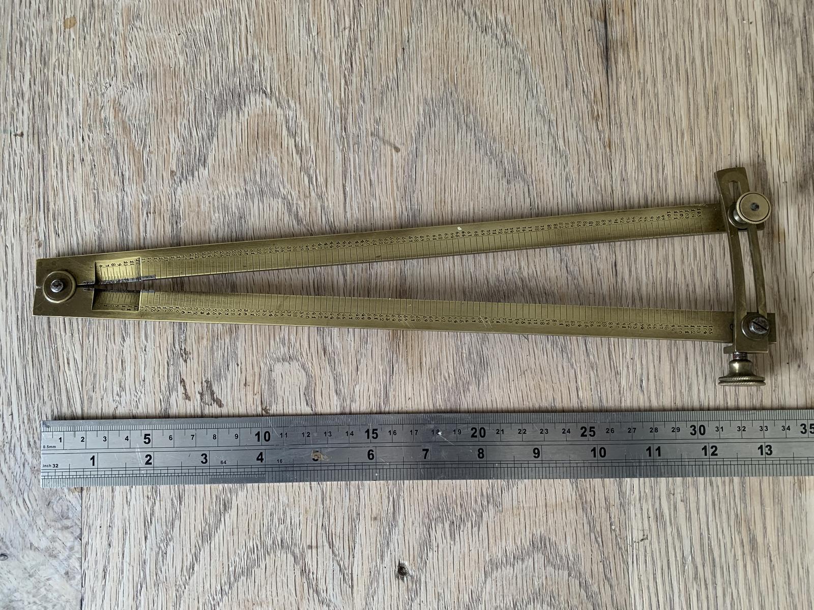 Rare 19th Century Brass Watchmakers Sector Jump Proportional Sector Rule (1 of 7)