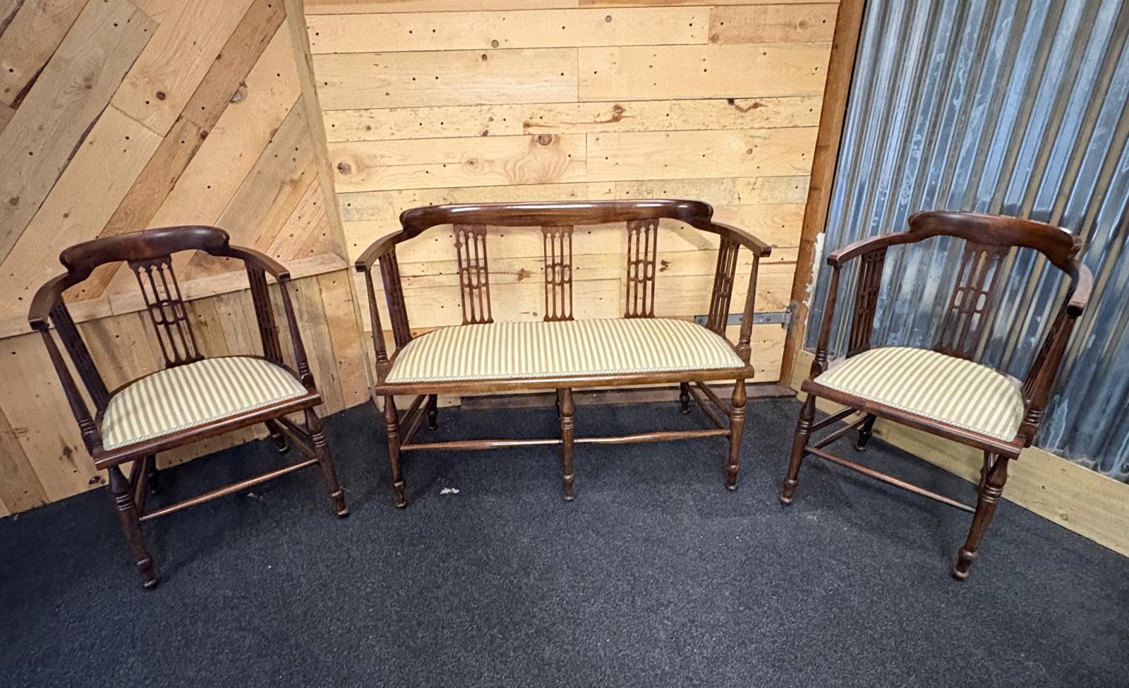 Edwardian Salon Suite: Brough Brothers Sofa & Tub Chairs (1 of 8)