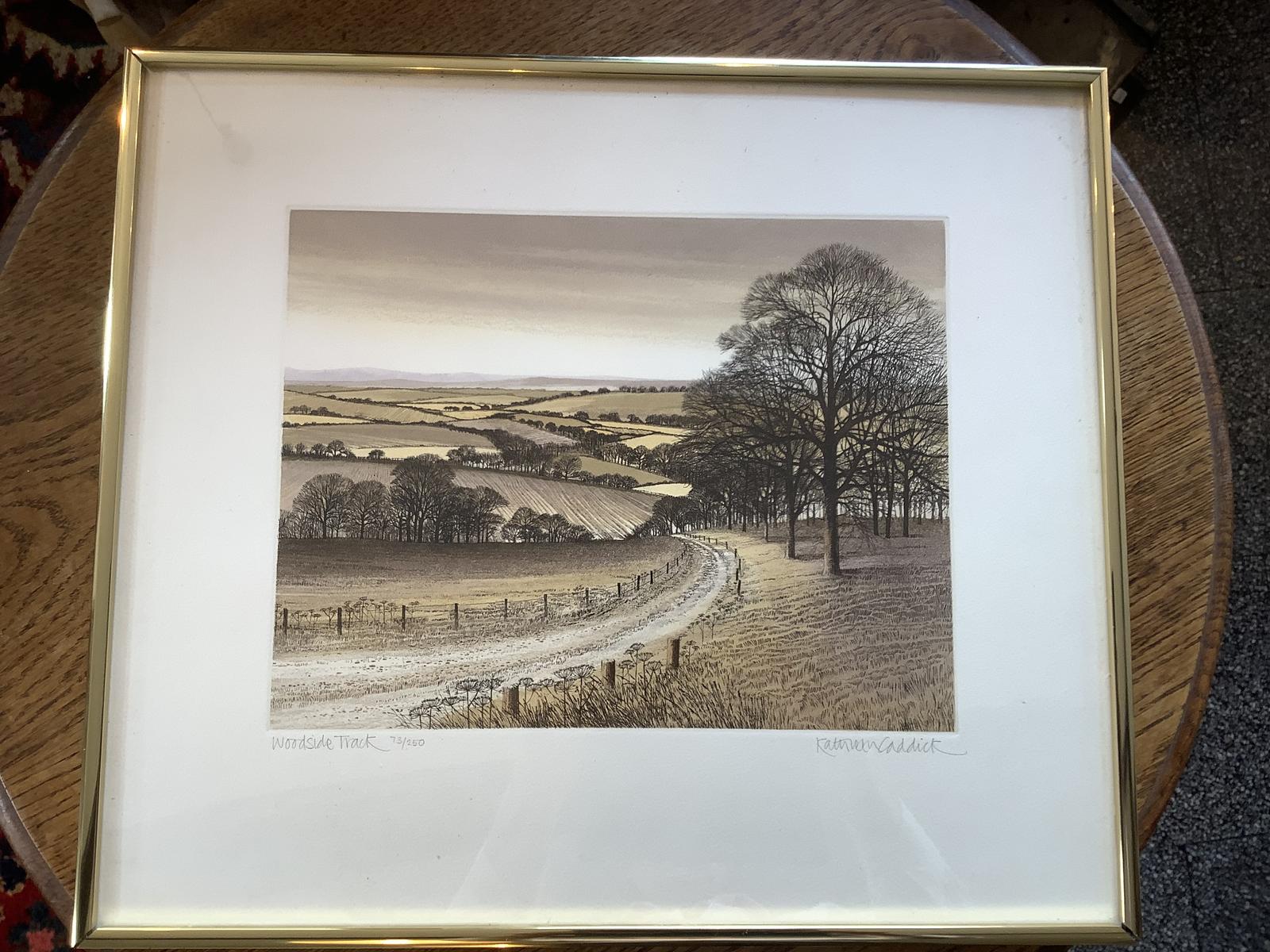 Kathleen Caddick;  L/e Etching.  "Woodside Track" (1 of 2)