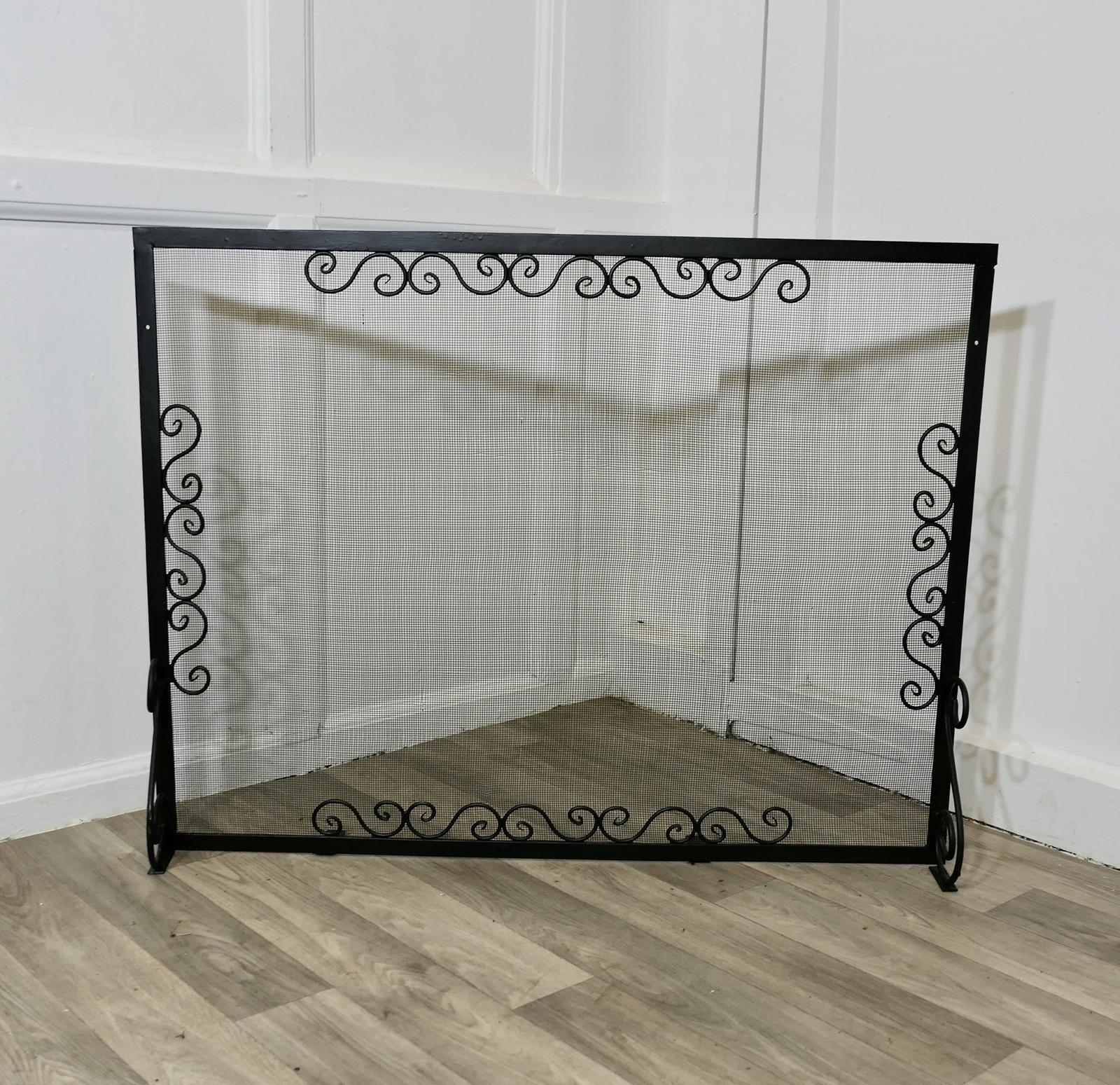Large Old Wrought Iron Fire Screen (1 of 6)