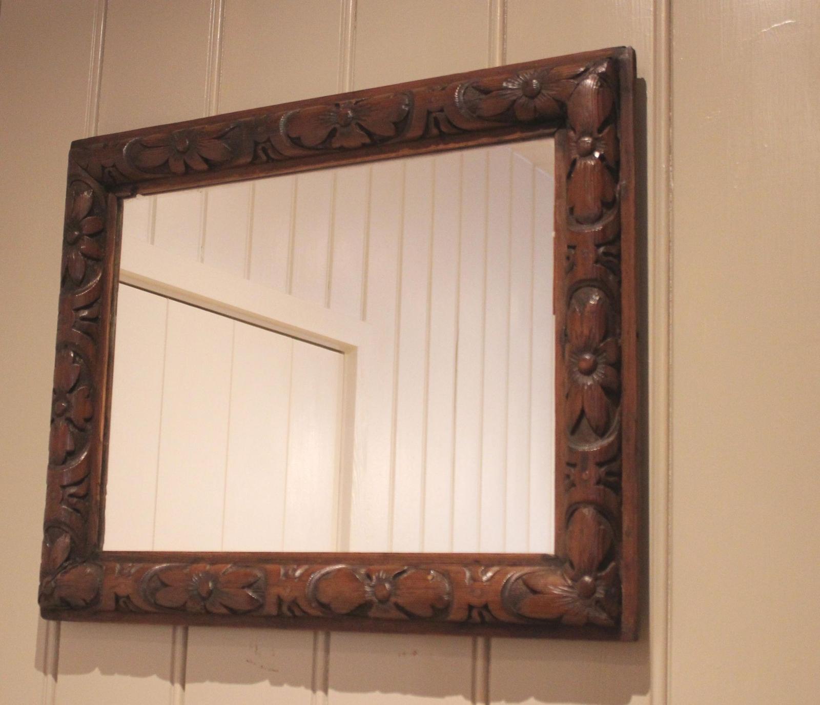 Mid 19th Century Pitch Pine Wall Mirror (1 of 14) Mid 19th Century Pitch Pine Wall Mirror (1 of 14)