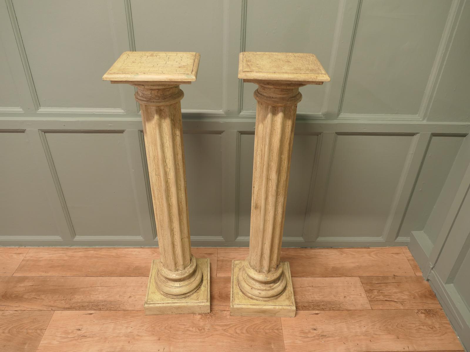 Pair of Shabby Classical Columns in Distressed Crackle Finish (1 of 6) Pair of Shabby Classical Columns in Distressed Crackle Finish (1 of 6)