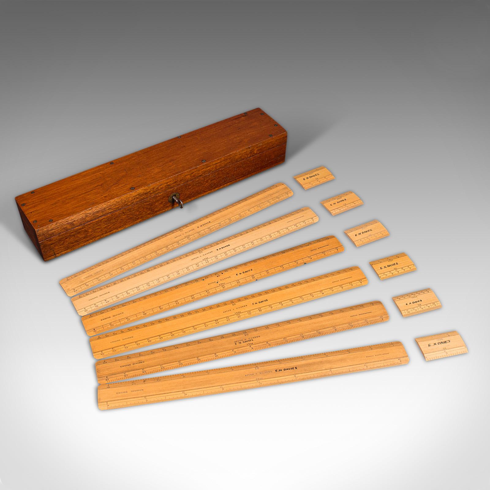 Set of Antique Draughtsman's Rules, English, Engineer's Instruments, Edwardian (1 of 8)