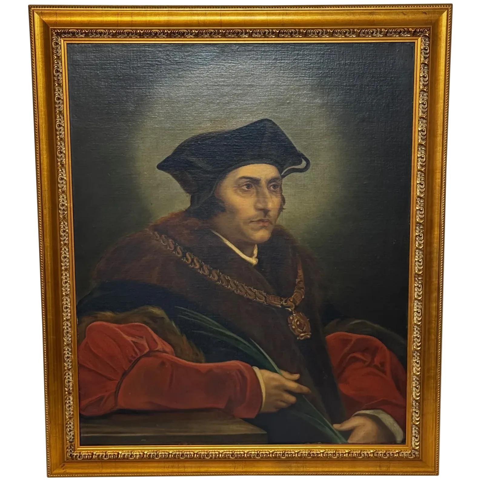 Large Gilt Framed Painting Sir Thomas More After Hans Holbein (1 of 50)