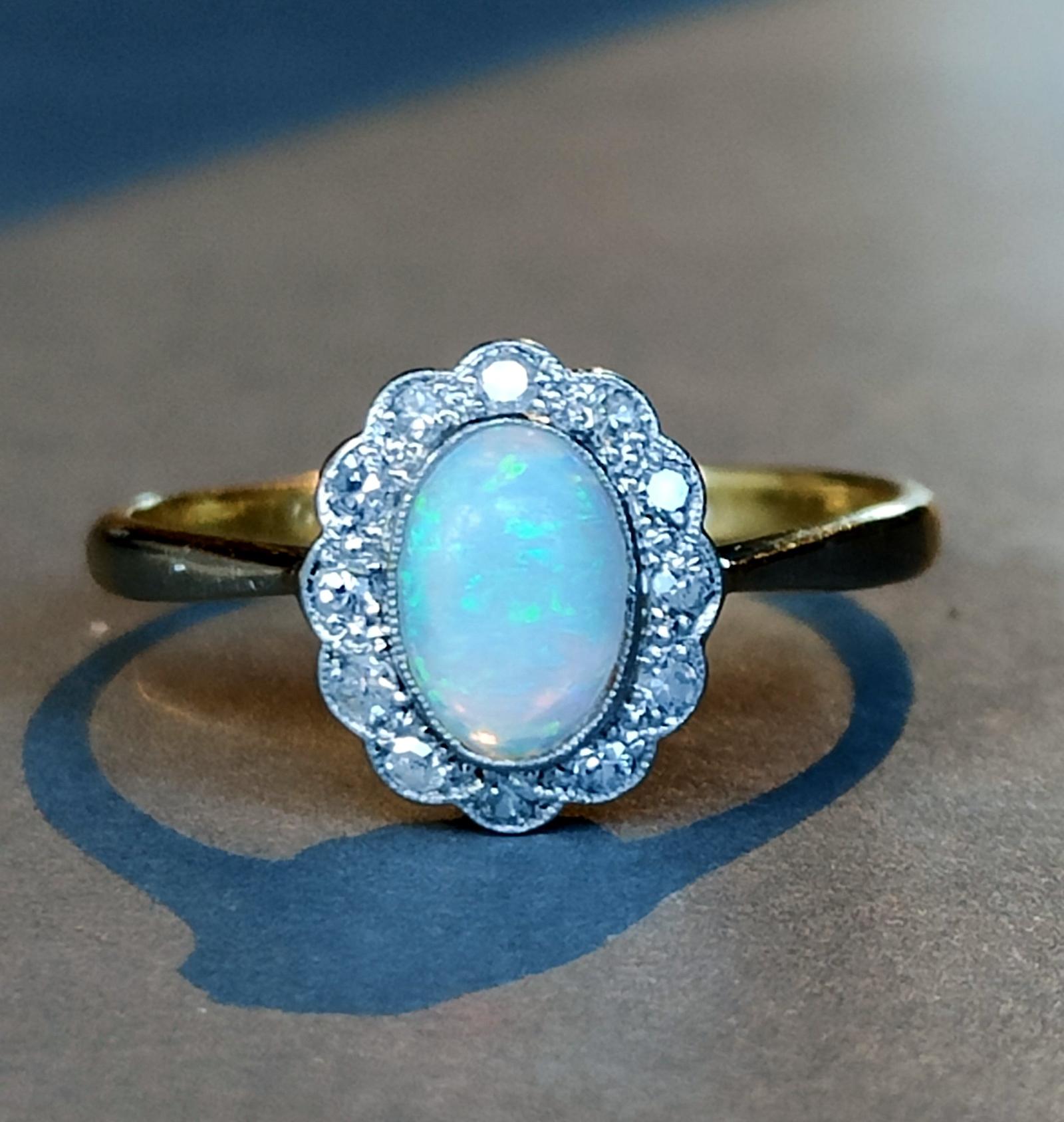 Art Deco 18ct Gold Platinum Opal and Diamond Ring (1 of 12) Art Deco 18ct Gold Platinum Opal and Diamond Ring (1 of 12)