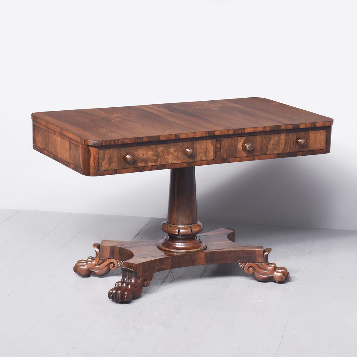 George IV Rosewood Pedestal Library Table (1 of 10)