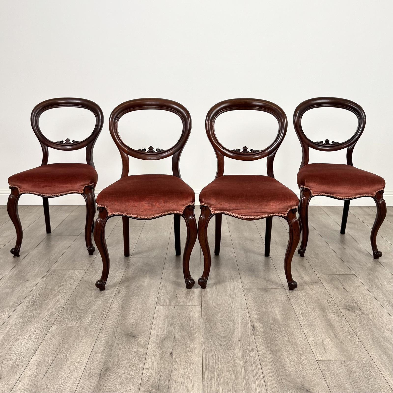 Antique 19th Century Set Of 4 Balloon Back Dining Chairs (1 of 8)