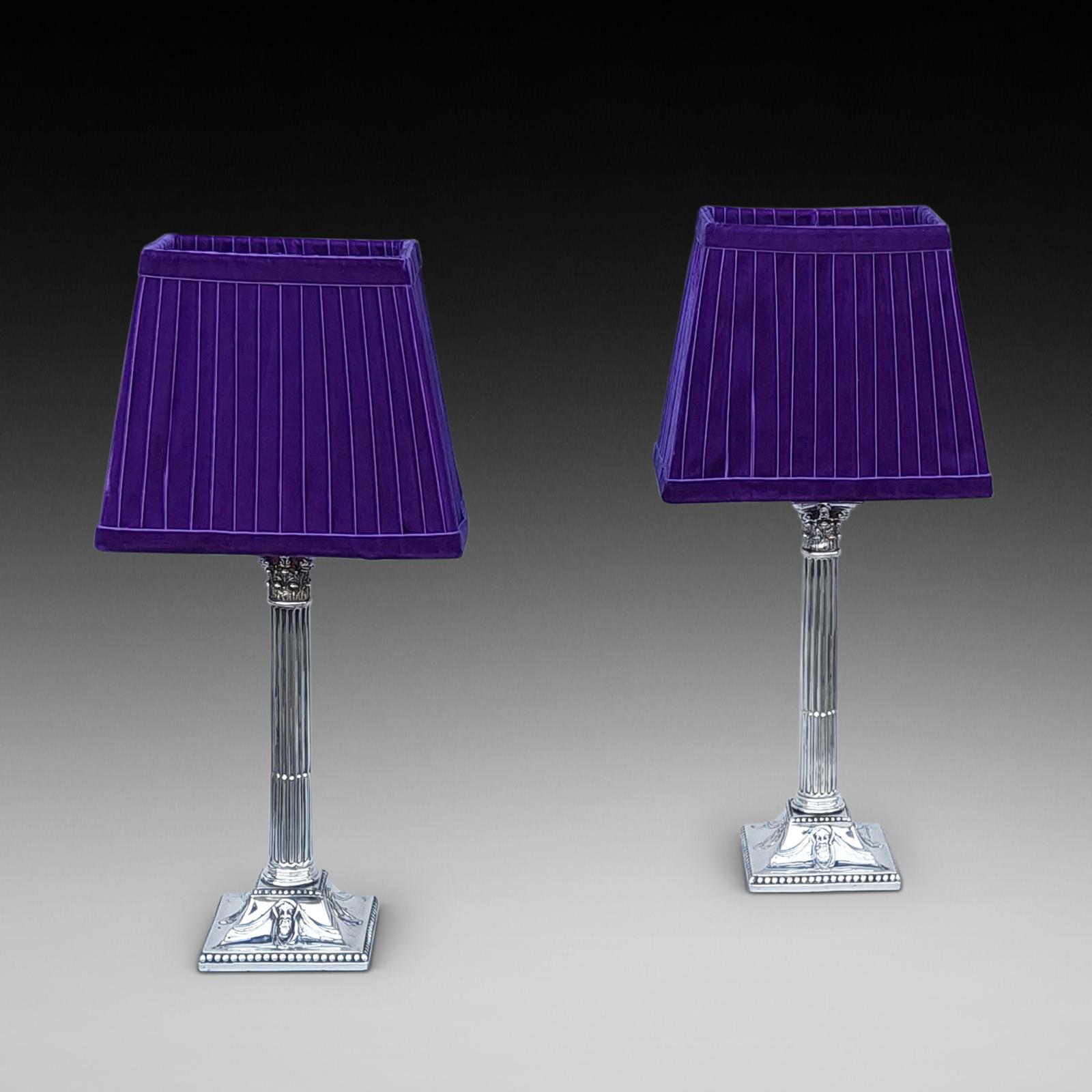 Pair of Late 19thc Silver Plated Corinthian Column Candlesticks (1 of 6) Pair of Late 19thc Silver Plated Corinthian Column Candlesticks (1 of 6)