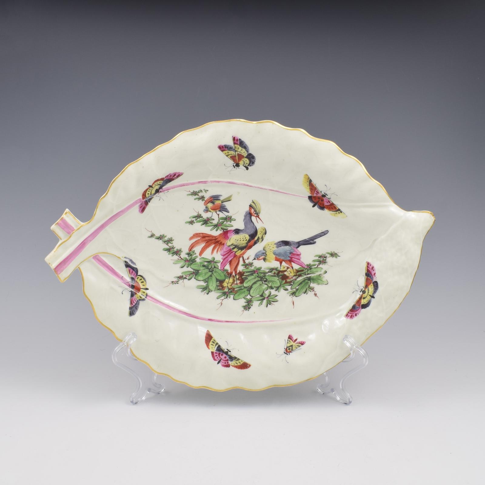 Rare Large 35cm Dr Wall / First Period Worcester Porcelain Fancy Birds Leaf Dish c.1768 (1 of 10) Rare Large 35cm Dr Wall / First Period Worcester Porcelain Fancy Birds Leaf Dish c.1768 (1 of 10)