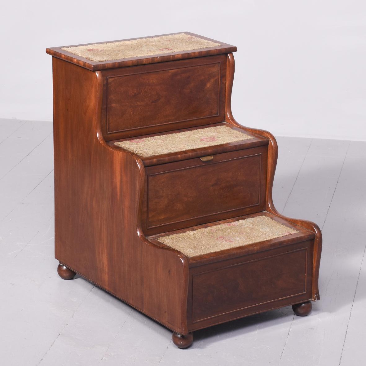 Regency Mahogany Bed Steps in Figured Spanish Mahogany (1 of 9)