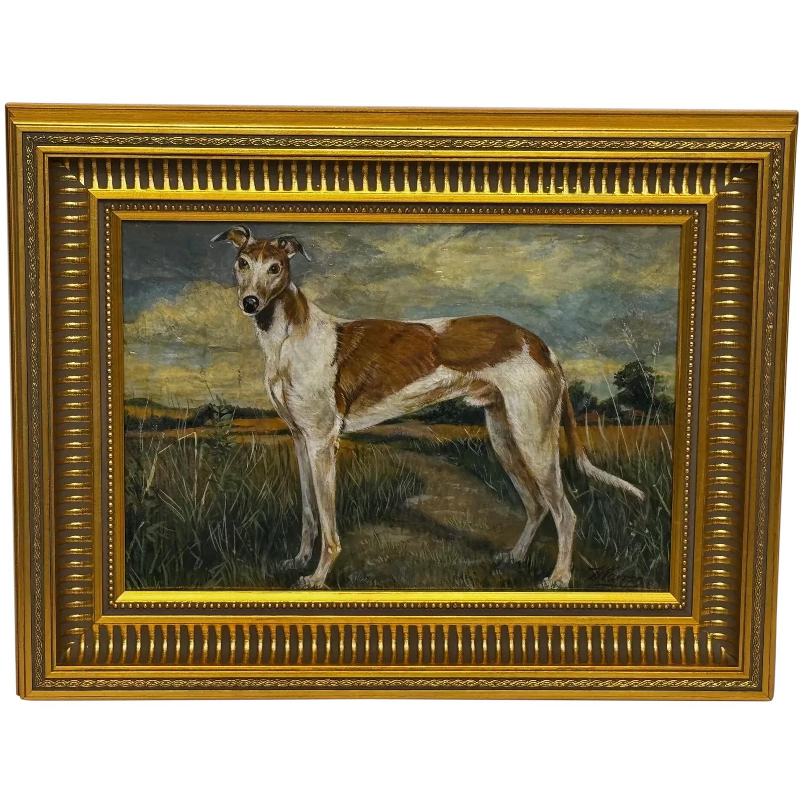 British Oil Painting Portrait Prized Lurcher Greyhound (1 of 34)