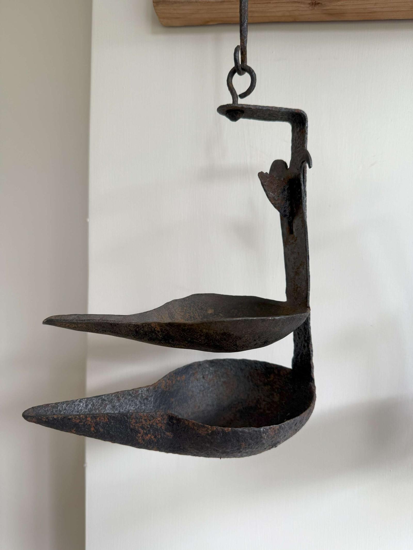 19th Century Scottish Vernacular Large Cruisie Double Pan Oil Lamp (1 of 9)