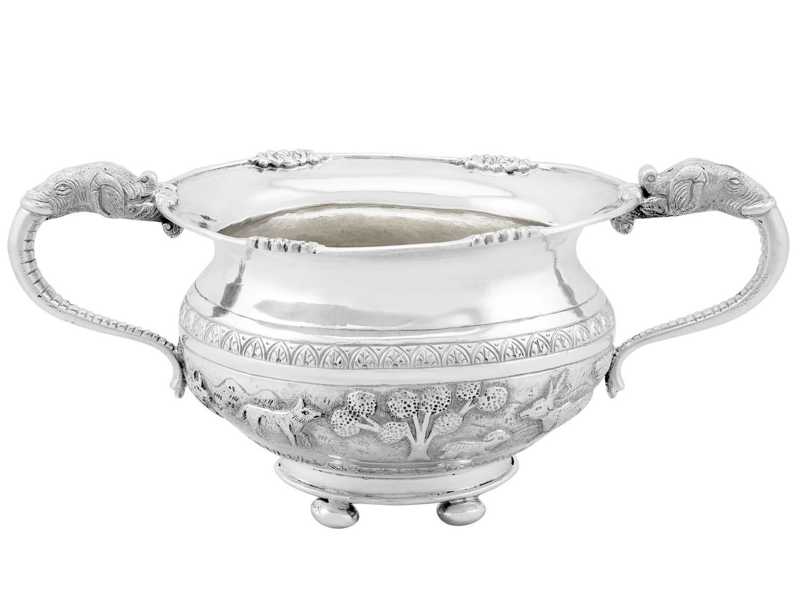 Indian Silver Sugar Bowl - Antique c.1920 (1 of 9)