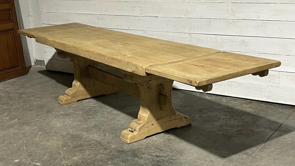 Large Rustic Bleached Oak Farmhouse Dining Table with Extensions (1 of 1)