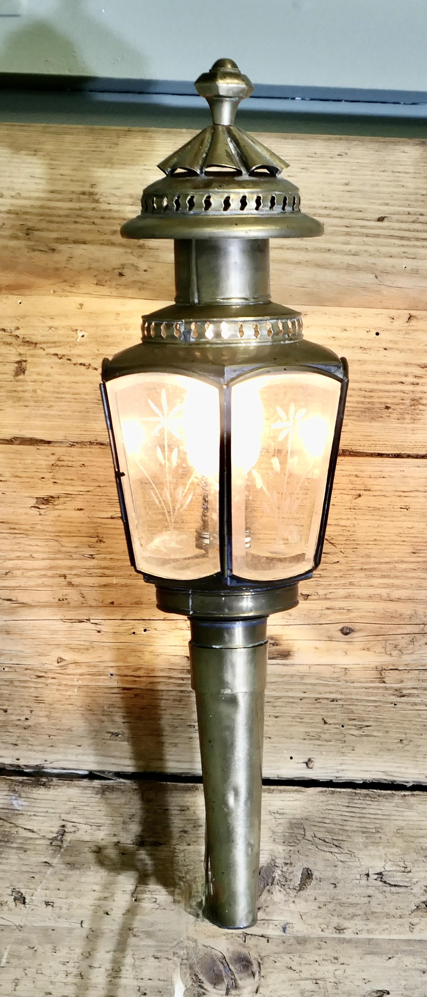 French Brass Carriage Light, Wall Lantern (1 of 6)