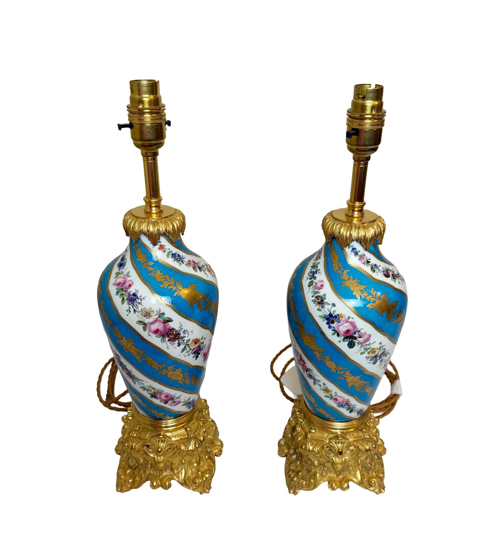 Pair of 19th Century Sevres Style Porcelain & Gilt Bronze Table Lamps (1 of 7) Pair of 19th Century Sevres Style Porcelain & Gilt Bronze Table Lamps (1 of 7)