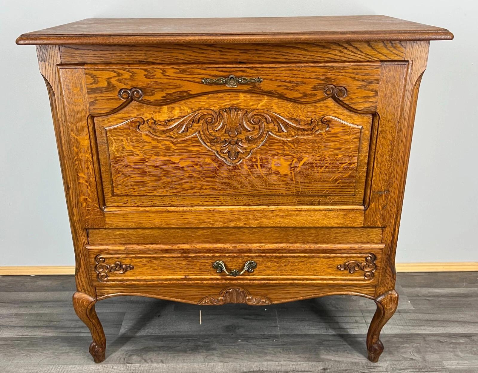 Cabinet Vintage French Oak Fall Front Carved Sideboard (1 of 11) Cabinet Vintage French Oak Fall Front Carved Sideboard (1 of 11)