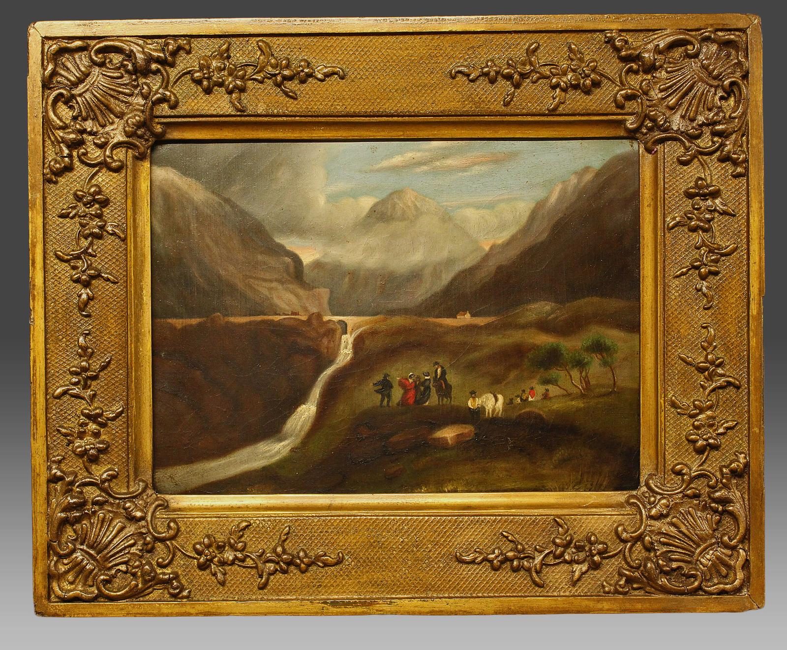 Folk Art Oil Painting - The Falls of Ogwen, North Wales 1840 (1 of 12)